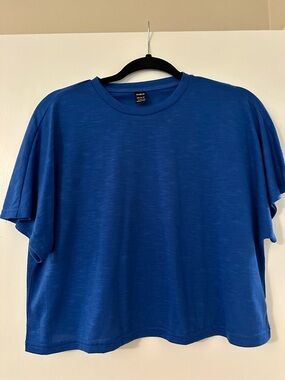 Blue Boxy Cropped Boyfriend Tee